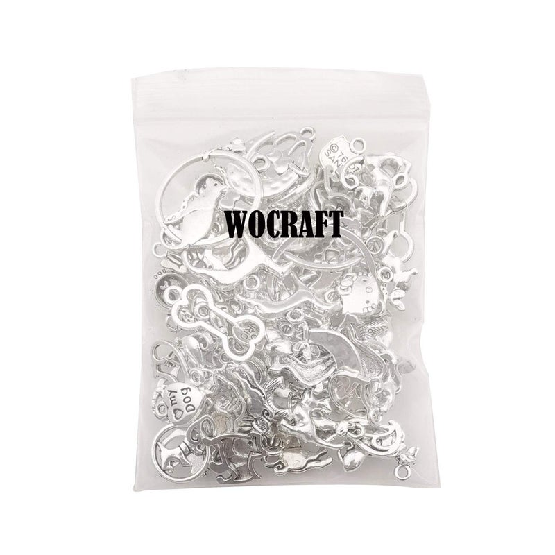 WOCRAFT 100g(80pcs) Craft Supplies Antique Silver Animals Cat Dog Pet Charms Pendants for Crafting, Jewelry Findings Making Accessory for DIY Necklace Bracelet (M293) - Image 5